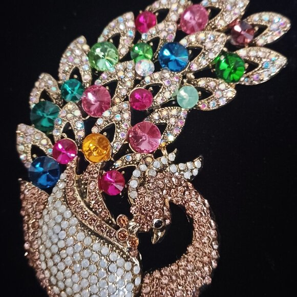 Jeweled Bird Brooch 4" - Picture 2 of 5